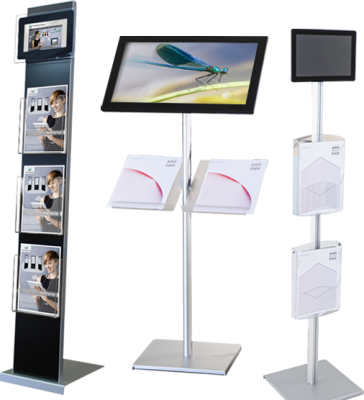 Prospektständer mit Monitor, multimedial